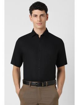 Van Heusen - Men Black Regular Fit Solid Half Sleeves Formal Shirt