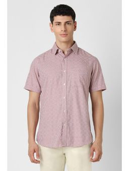 Van Heusen - Men Maroon Slim Fit Check Half Sleeves Casual Shirt