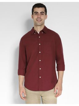 American Eagle - Men Maroon Slim Fit Oxford Button-Up Shirt