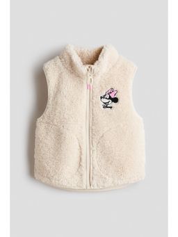 H&M - Girls Beige Motif-Detail Teddy Gilet