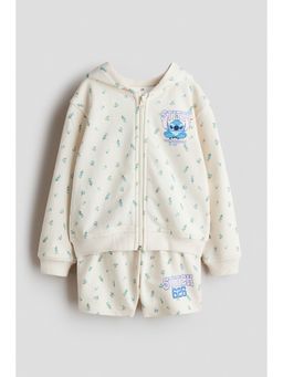 H&M - Girls White 2-Piece Printed Sweatshirt and Shorts