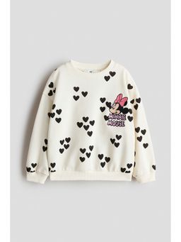 H&M - Girls White Motif-Detail Sweatshirt