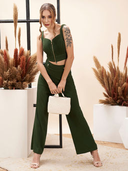 MISH - LUXE By MISH Solid Olive Co-Ord (Set of 2)