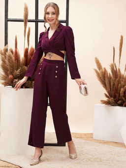 MISH - LUXE By MISH Burgundy Crisscross Co-Ord (Set of 2)