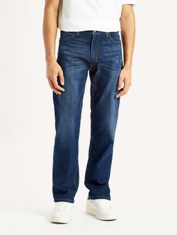 Levi's - Men's 555 Dark-Blue Relaxed Straight Fit Mid Rise Jeans