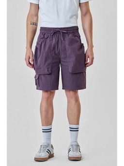 Snitch - Purple Textured Regular Casual Shorts For Men