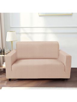 HomeTown - Essentials Quilted Strechable 2 Seater Sofa Cover in Beige Colour