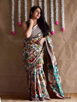 Sundarii - Ranjha Kalamkari Printed Saree with Unstitched Blouse