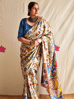 Sundarii - Rangeeniyan Kalamkari Printed Saree with Unstitched Blouse