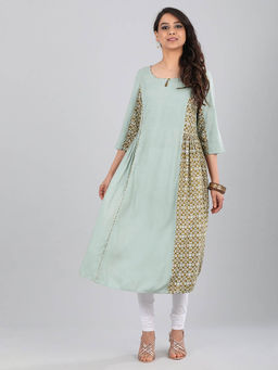 Aurelia - Grey Printed A-line Kurta
