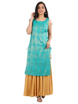 Aurelia - Green Square Neck Yarn-Dyed Kurta