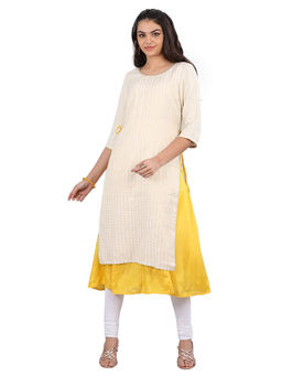 Aurelia - Off White & Yellow Yarn-Dyed Kurta