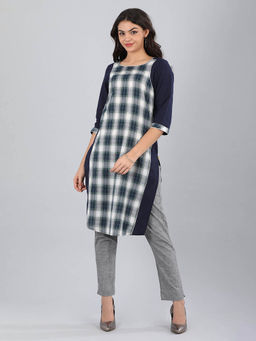 Aurelia - Blue Checks Kurta