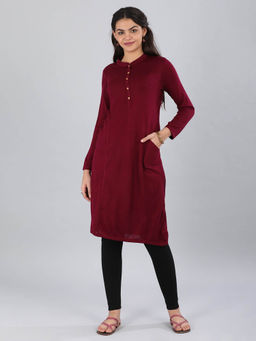Aurelia - Cerise Maroon Solid Kurta