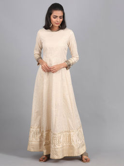 W - Wishful By W Beige Cotton Kurta