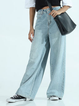 SHOWOFF - Edition Women's Blue Mid Rise Wide Jeans
