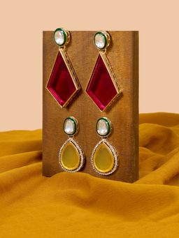 Zaveri Pearls - Multicolor Stones Diamonds Meenakari Drop Earrings