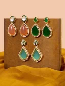 Zaveri Pearls - Multicolor Stones Diamonds Meenakari Drop Earrings