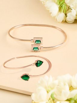 Zaveri Pearls - Green Cubic Zirconia Contemporary Kada Bracelets