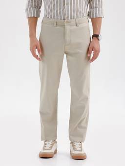 BASICS - Beige Cotton Stretch Trouser