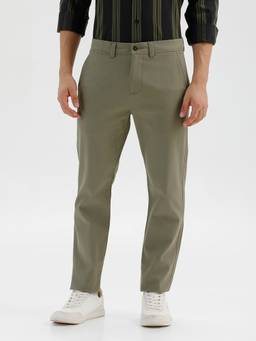 BASICS - Green Cotton Stretch Trouser