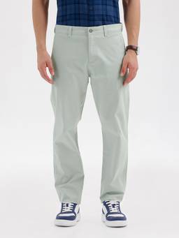 BASICS - Green Cotton Stretch Trouser