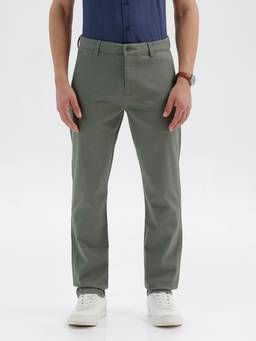 BASICS - Green Cotton Stretch Trouser
