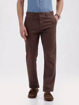 BASICS - Brown Cotton Stretch Trouser