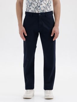 BASICS - Navy Blue Cotton Stretch Trouser