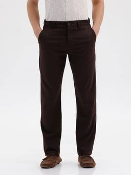 BASICS - Brown Cotton Stretch Trouser