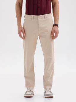 BASICS - Beige Cotton Stretch Trouser