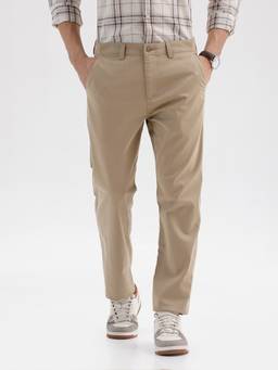 BASICS - Khaki Cotton Stretch Trouser