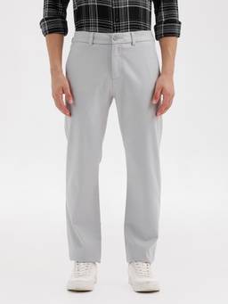 BASICS - Grey Cotton Stretch Trouser