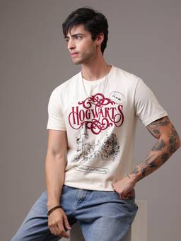Free Authority - Official Harry Potter Hogwarts Cotton Regular Fit T-Shirt For Men