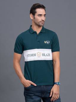 Cantabil - Polo T-Shirt For Men Regular Fit Polycotton Typography Pattern