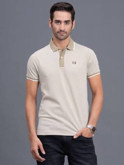 Cantabil - Polo T-Shirt For Men Regular Fit Polycotton Textured Pattern