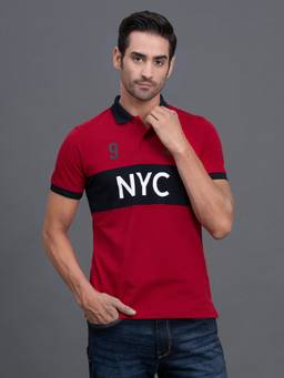 Cantabil - Polo T-Shirt For Men Regular Fit Polycotton Typographic Pattern