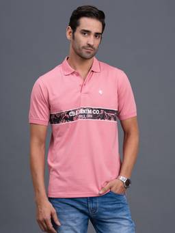 Cantabil - Polo T-Shirt For Men Regular Fit Polycotton Typography Pattern