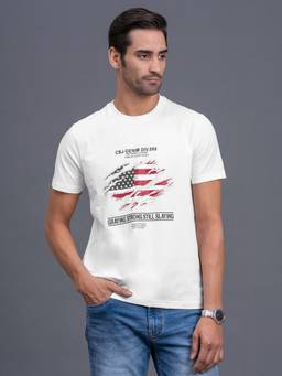 Cantabil - T-Shirt For Men Regular Fit Cotton Stretch Fabric Printed Pattern