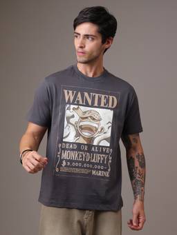 Free Authority - Official One Piece Luffy Monkey D. Luffy Wanted Poster Design T-Shirt For Men