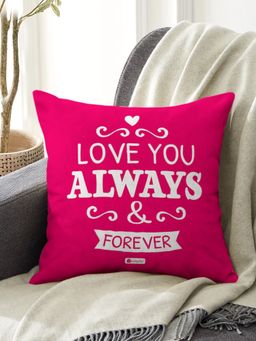 Indigifts - Cushion Cover with Fiber Filler Pink, White, Valentine Gifts, Love Gift