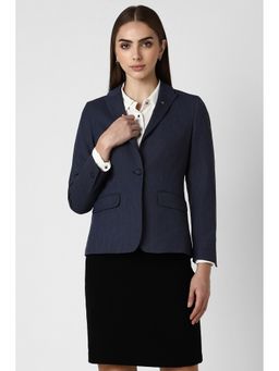 Van Heusen - Women Navy Blue Textured Blazer