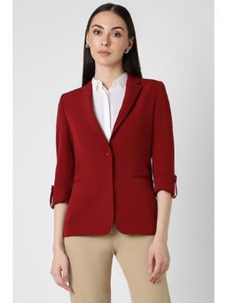 Van Heusen - Women Maroon Solid Blazer