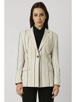 Van Heusen - Women Cream Stripe Blazer