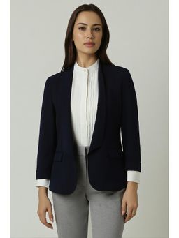 Van Heusen - Women Navy Blue Solid Blazer