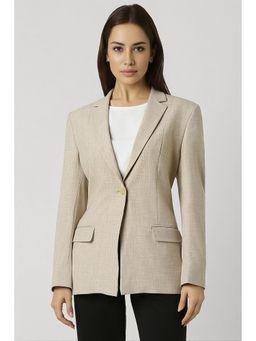 Van Heusen - Women Beige Textured Blazer