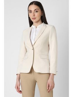 Van Heusen - Women Cream Solid Blazer