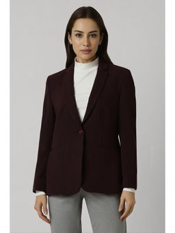 Van Heusen - Women Maroon Textured Blazer