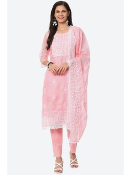 Biba - Pink Kota Embroidered Unstitched Suit (Set of 3)