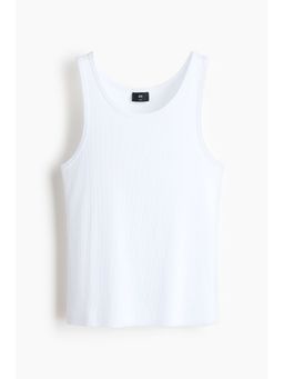 H&M - Men White Slim Fit Ribbed Vest Top